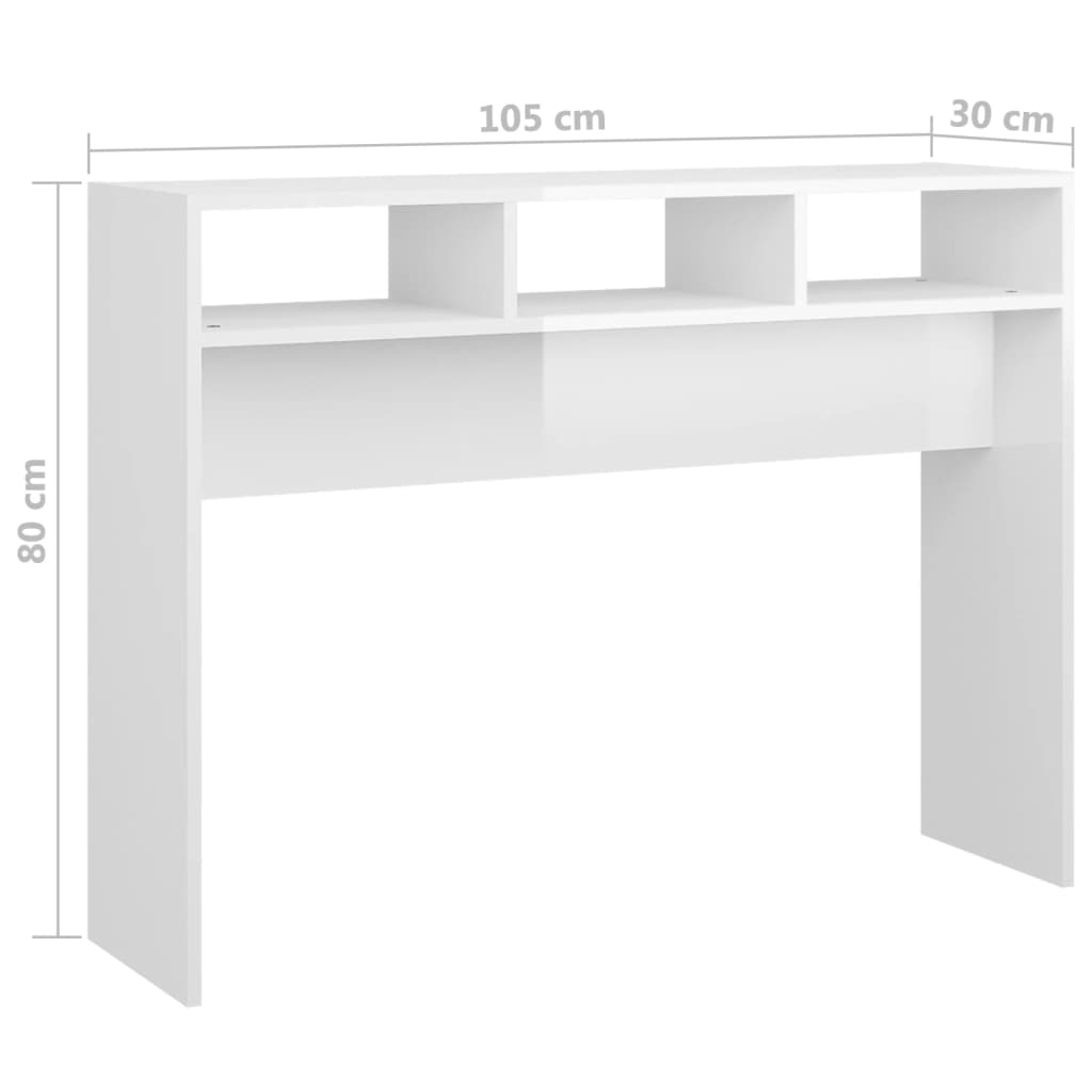 Masă consolă, alb extralucios, 105x30x80 cm, PAL Lando - Lando