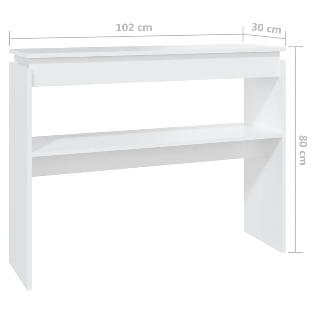 Masă consolă, alb, 102x30x80 cm, PAL Lando - Lando