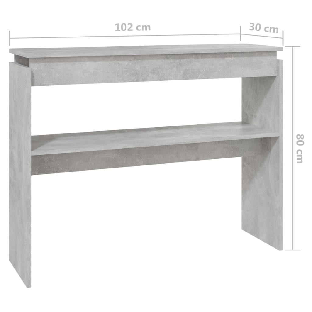 Masă consolă, gri beton, 102x30x80 cm, PAL Lando - Lando