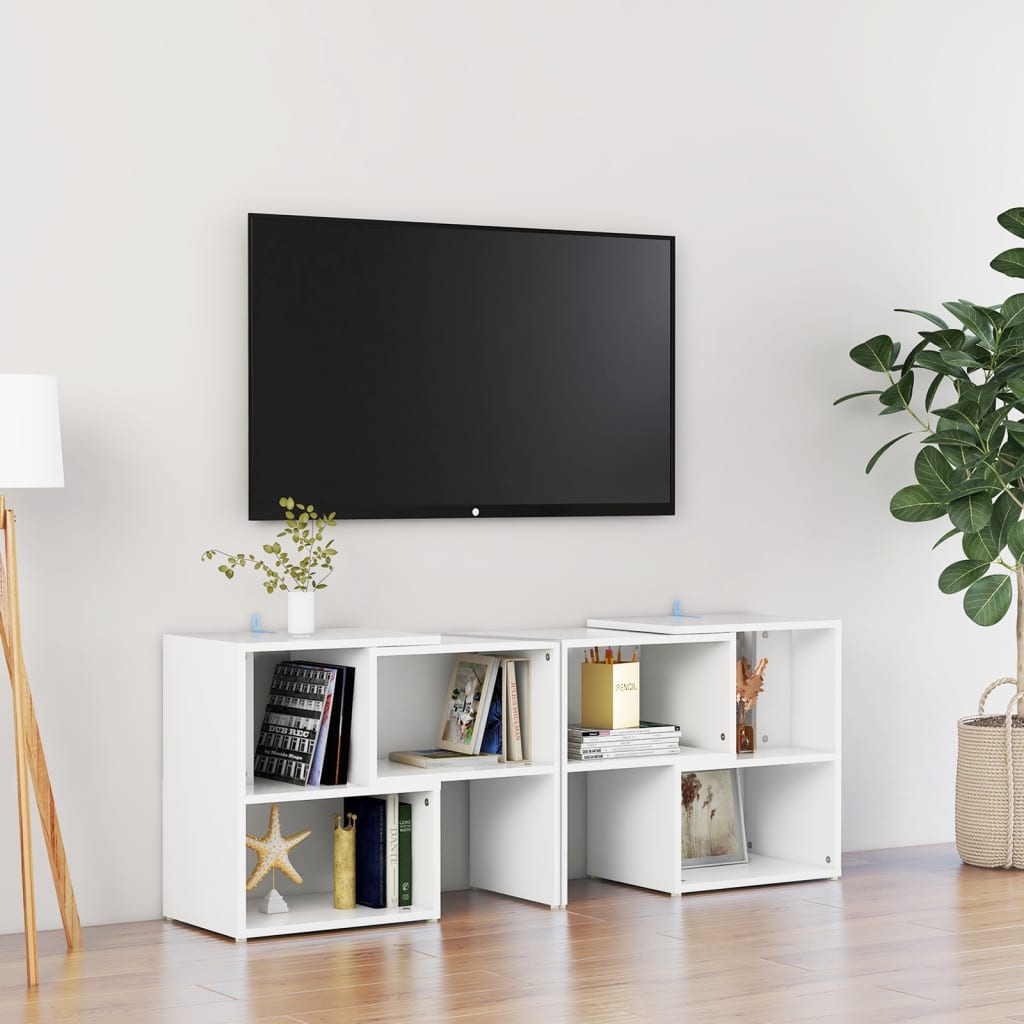 Comodă TV, alb, 104x30x52 cm, PAL Lando - Lando