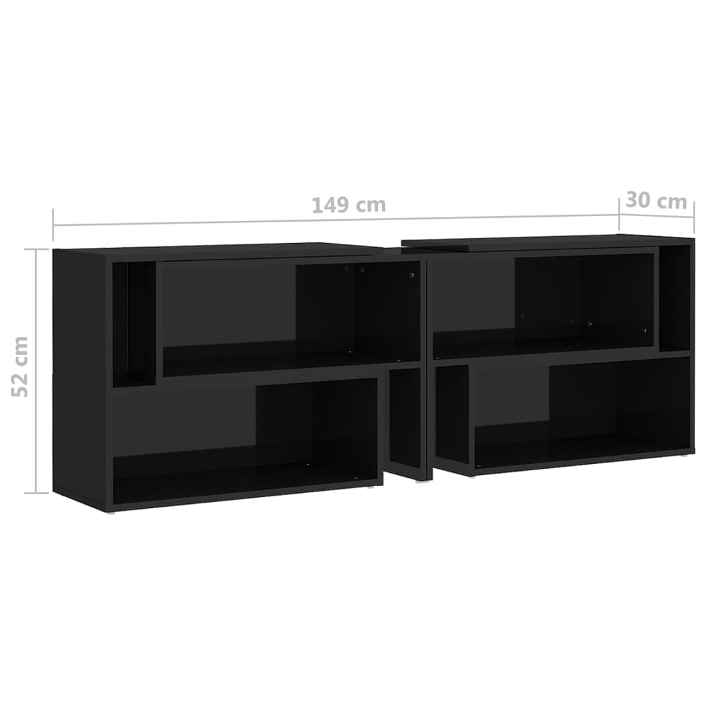 Comodă TV, negru extralucios, 149x30x52 cm, PAL Lando - Lando