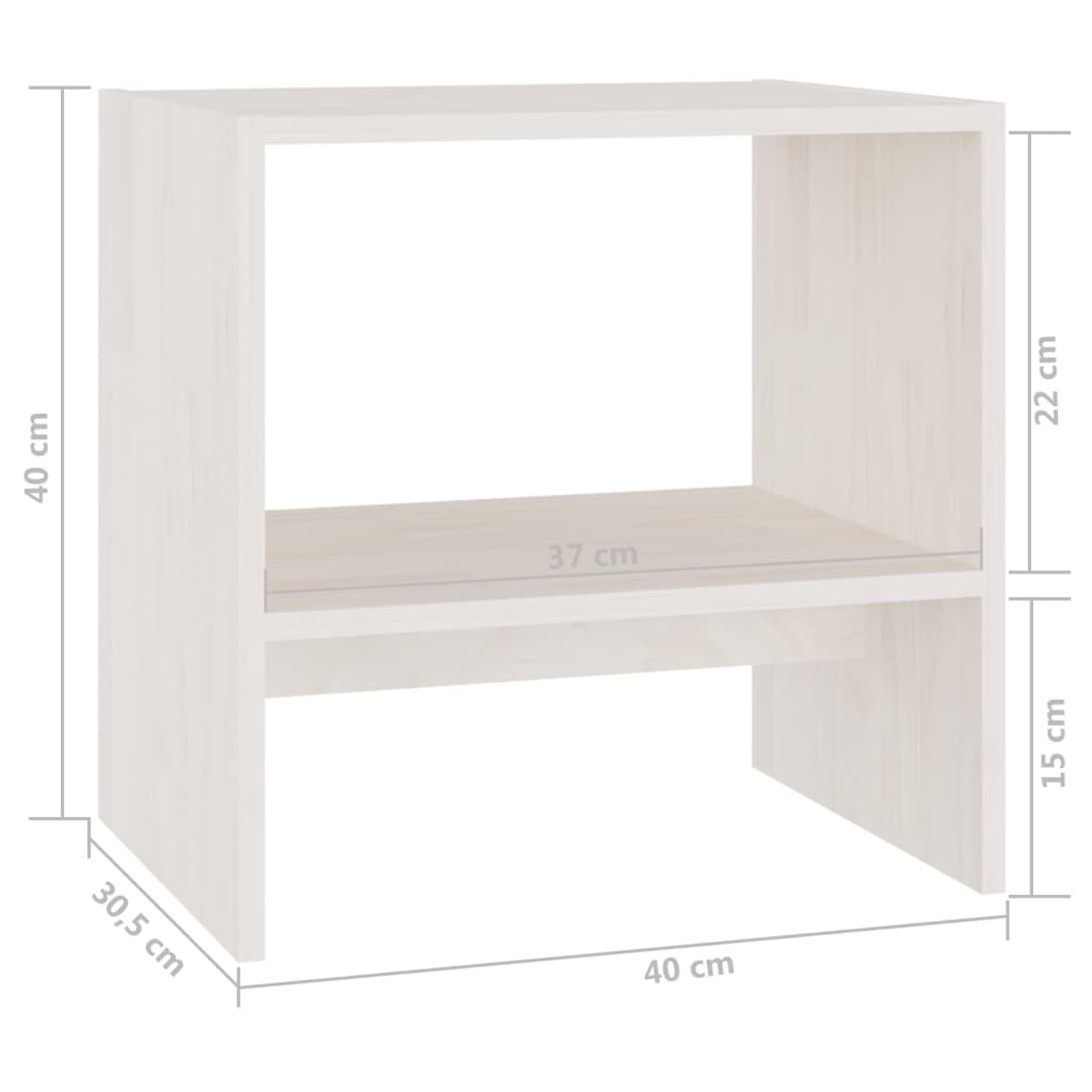 Noptiere, alb, 2 buc., 40x30,5x40 cm, lemn masiv de pin - Lando