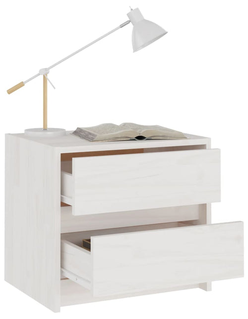 Încărcați imaginea în vizualizatorul Galerie, Noptieră, alb, 40x30,5x35,5 cm, lemn masiv de pin - Lando
