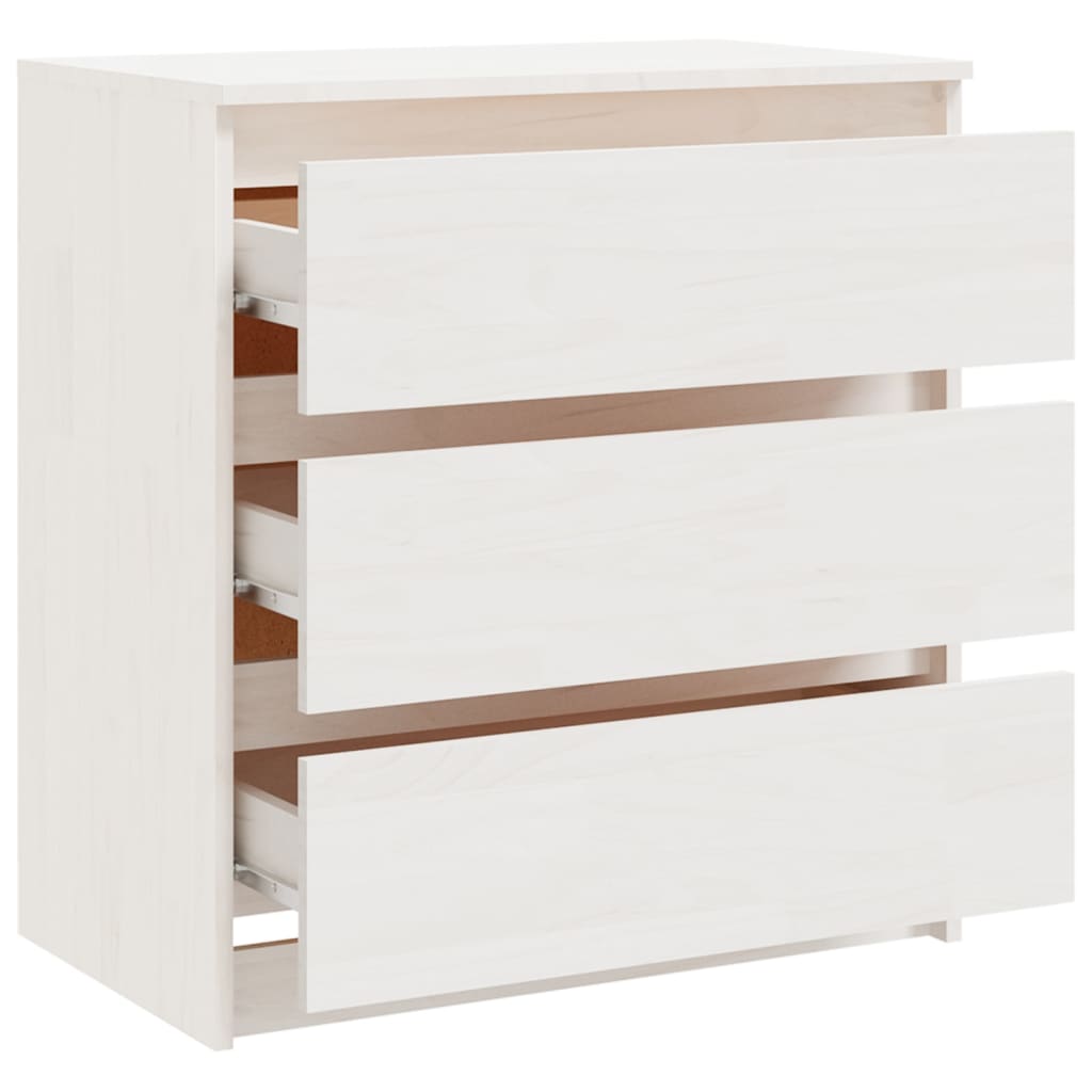 Noptieră, alb, 60x36x64 cm, lemn masiv de pin - Lando