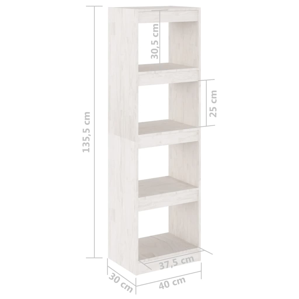 Bibliotecă/Separator cameră, alb, 40x30x135,5 cm, lemn de pin Lando - Lando
