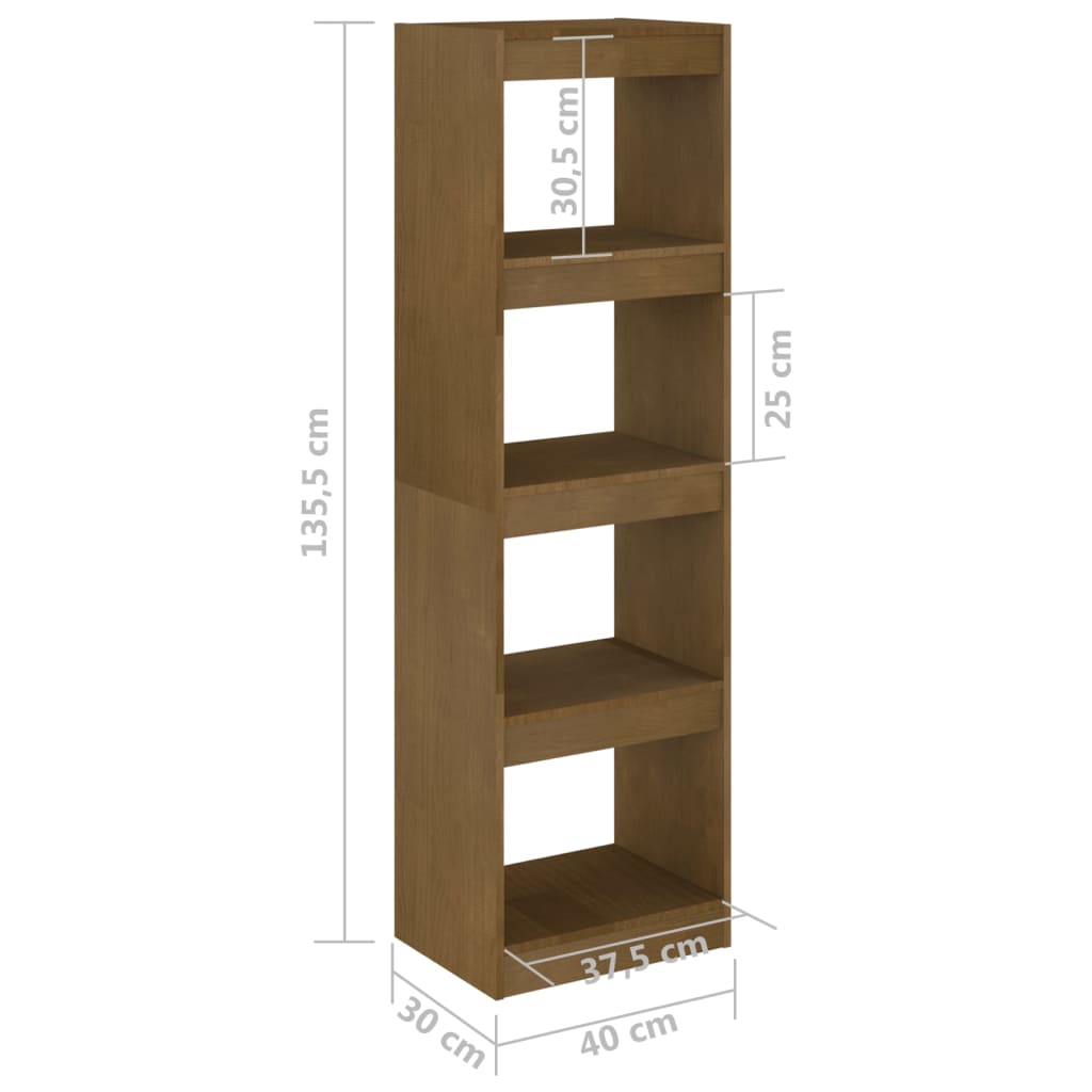 Bibliotecă/Separator cameră, maro miere 40x30x135,5 cm lemn pin Lando - Lando