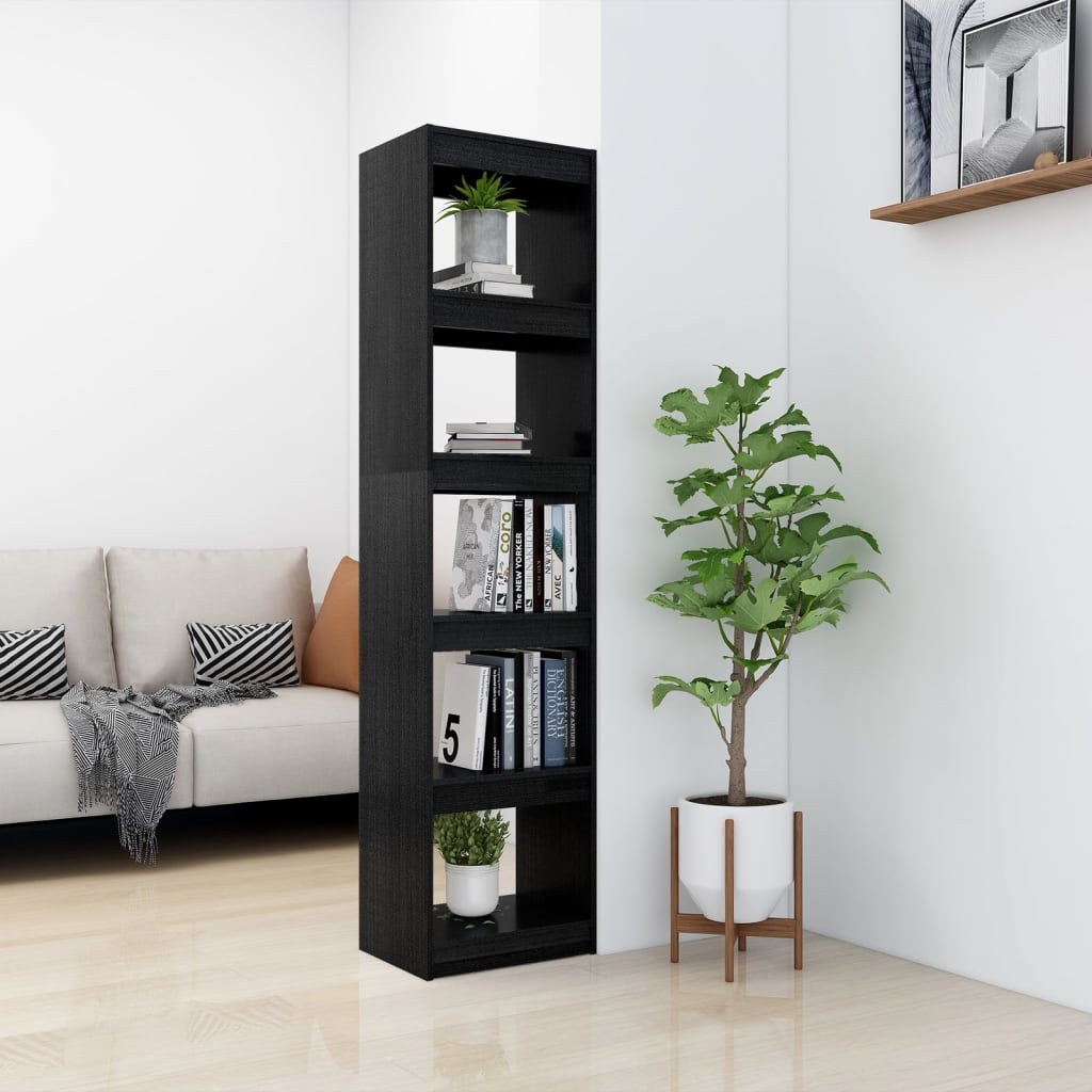 Bibliotecă/Separator cameră negru 40x30x167,5 cm lemn masiv pin Lando - Lando