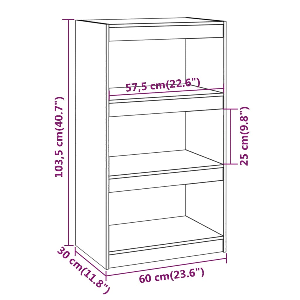 Bibliotecă/Separator cameră, maro miere 60x30x103,5 cm lemn pin Lando - Lando