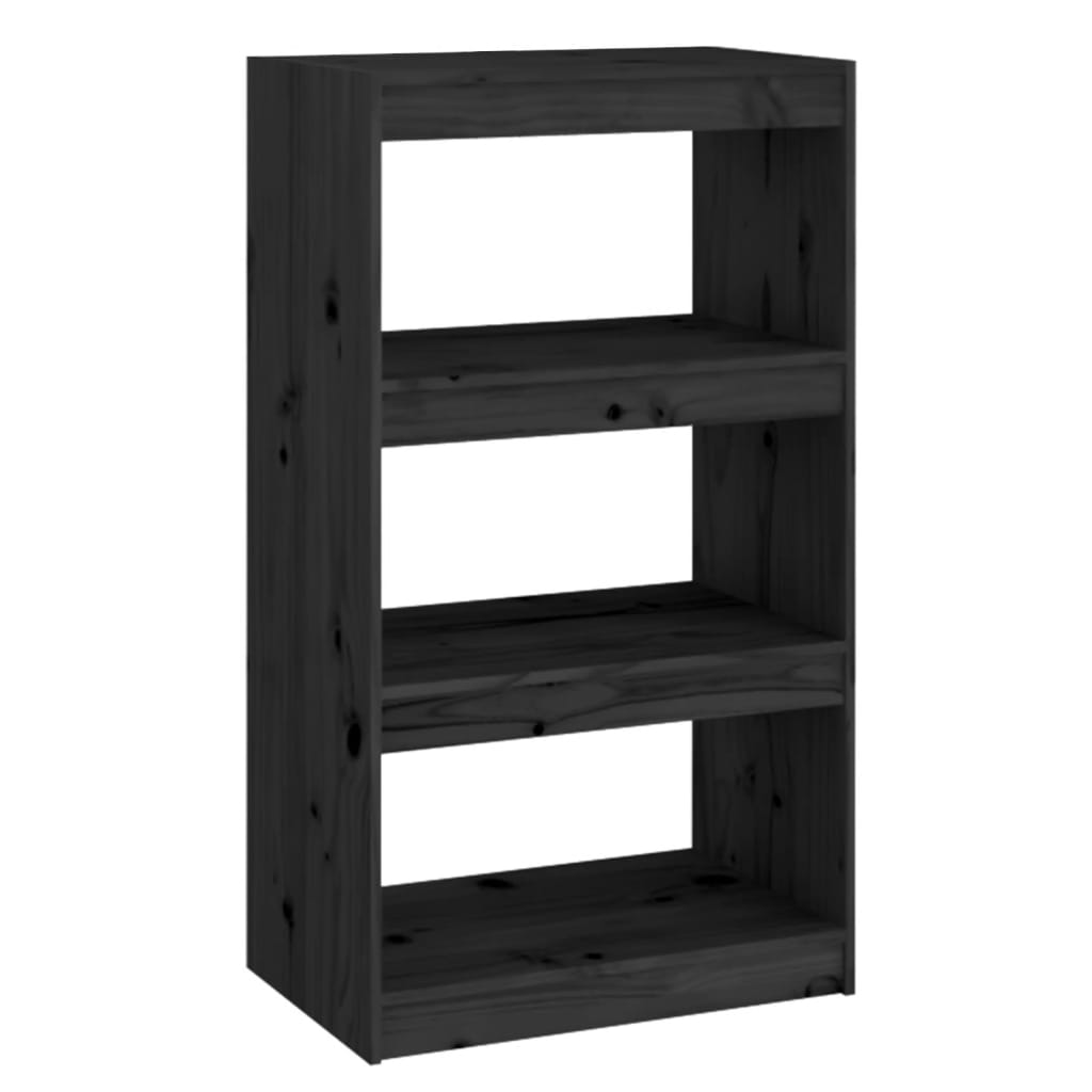 Bibliotecă/Separator cameră negru 60x30x103,5 cm lemn masiv pin Lando - Lando