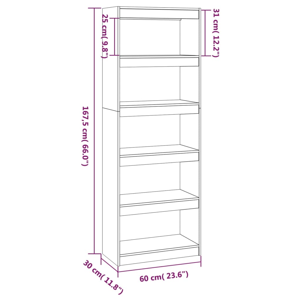 Bibliotecă/Separator cameră, 80x30x167,5 cm, lemn masiv de pin Lando - Lando