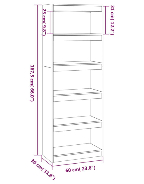 Încărcați imaginea în vizualizatorul Galerie, Bibliotecă/Separator cameră maro miere 60x30x167,5 cm lemn pin Lando - Lando
