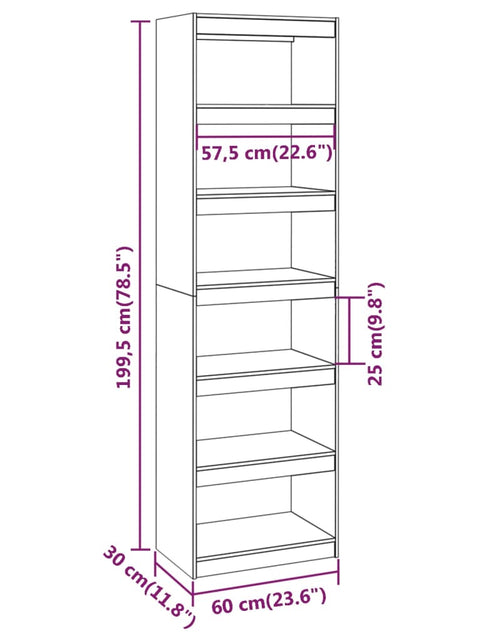 Încărcați imaginea în vizualizatorul Galerie, Bibliotecă/Separator cameră alb 60x30x199,5 cm lemn masiv pin Lando - Lando
