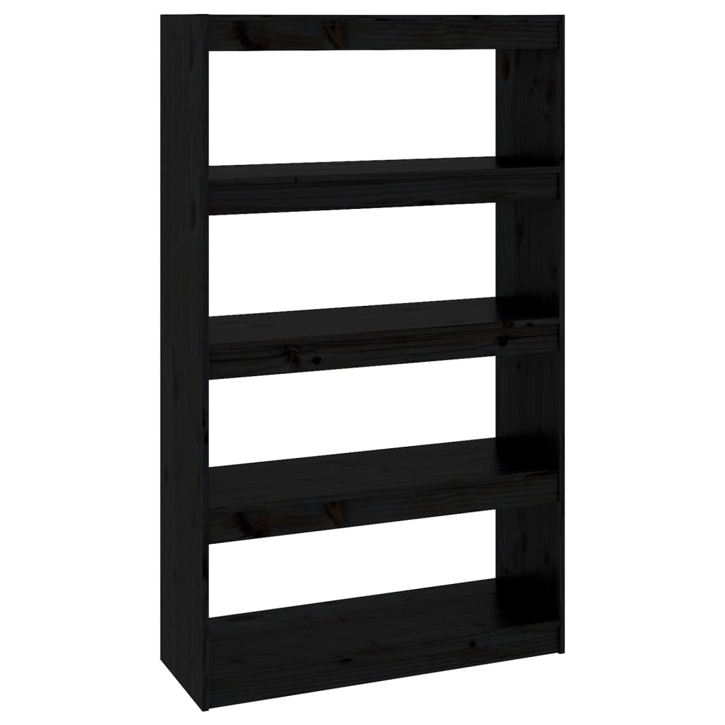 Bibliotecă/Separator cameră negru 80x30x135,5 cm lemn masiv pin Lando - Lando