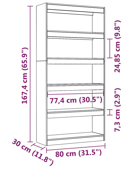 Загрузите изображение в средство просмотра галереи, Bibliotecă/Separator cameră, alb, 80x30x167,4 cm lemn masiv pin
