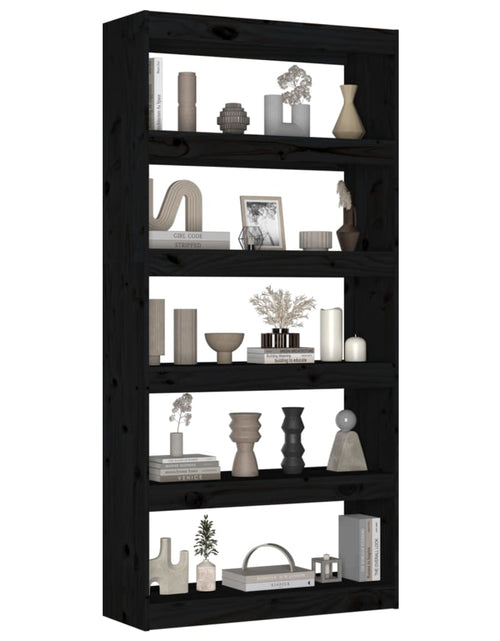 Загрузите изображение в средство просмотра галереи, Bibliotecă/Separator cameră negru 80x30x167,4 cm lemn masiv pin Lando - Lando
