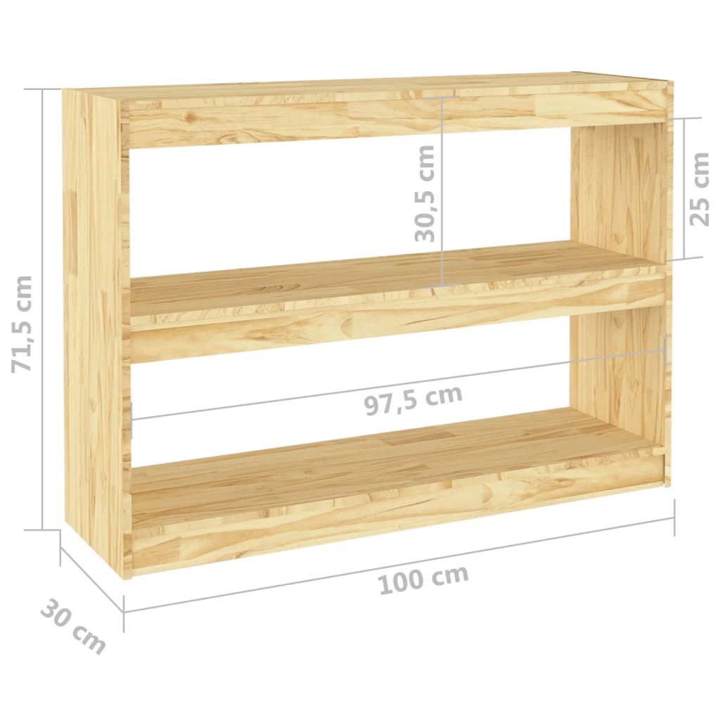 Bibliotecă/Separator cameră, 100x30x71,5 cm lemn masiv pin - Lando