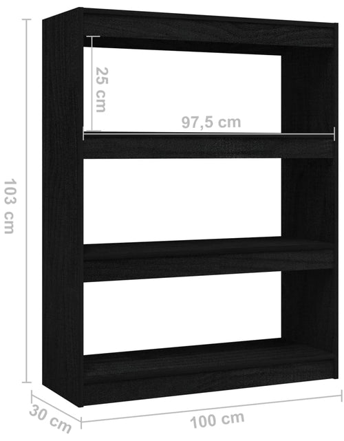 Încărcați imaginea în vizualizatorul Galerie, Bibliotecă/Separator cameră, negru, 100x30x103 cm, lemn de pin Lando - Lando
