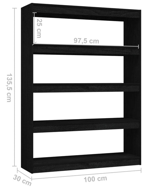 Загрузите изображение в средство просмотра галереи, Bibliotecă/Separator cameră negru 100x30x135,5 cm lemn de pin Lando - Lando
