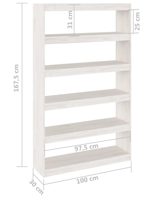 Încărcați imaginea în vizualizatorul Galerie, Bibliotecă/Separator cameră, alb 100x30x167,5 cm lemn masiv pin Lando - Lando
