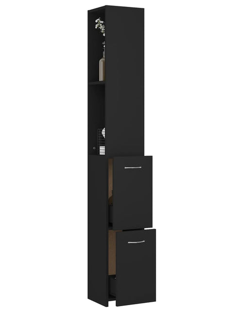 Încărcați imaginea în vizualizatorul Galerie, Dulap de baie, negru, 25x26,5x170 cm, lemn prelucrat - Lando
