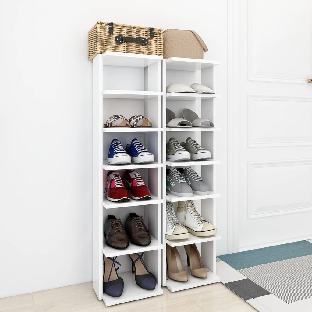 Pantofare, 2 buc., alb, 27,5x27x102 cm, lemn compozit - Lando
