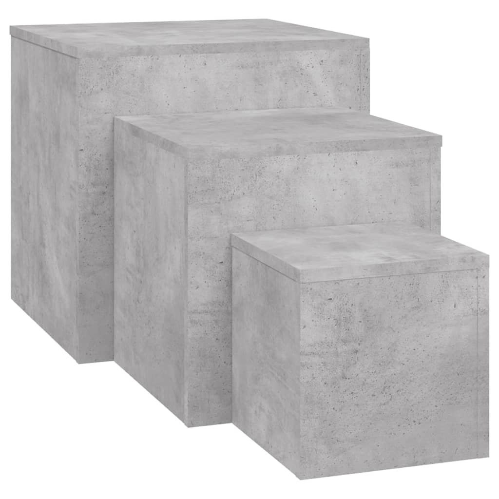 Mese laterale, 3 buc., gri beton, lemn compozit Lando - Lando