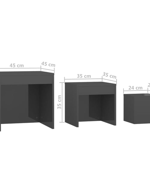 Загрузите изображение в средство просмотра галереи, Măsuțe suprapuse, 3 buc., gri extralucios, PAL Lando - Lando

