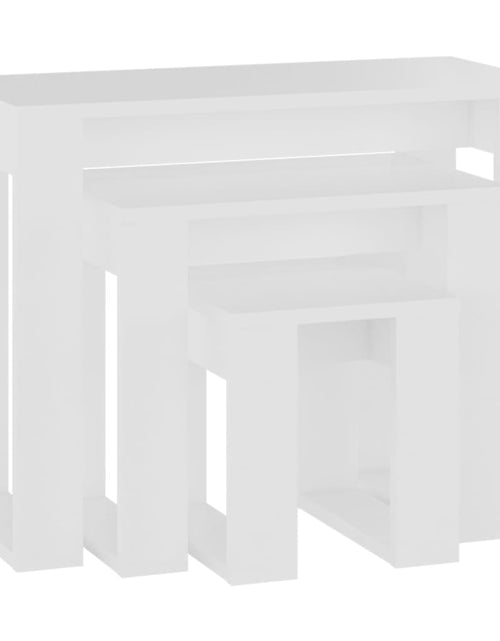 Încărcați imaginea în vizualizatorul Galerie, Mese suprapuse, 3 buc., alb, lemn compozit Lando - Lando
