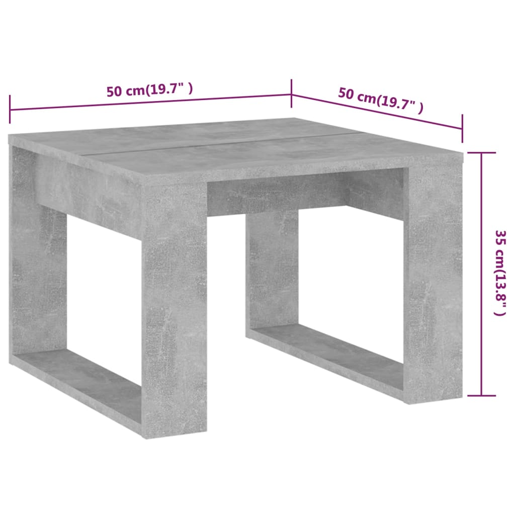Masă laterală, gri beton, 50x50x35 cm, PAL Lando - Lando
