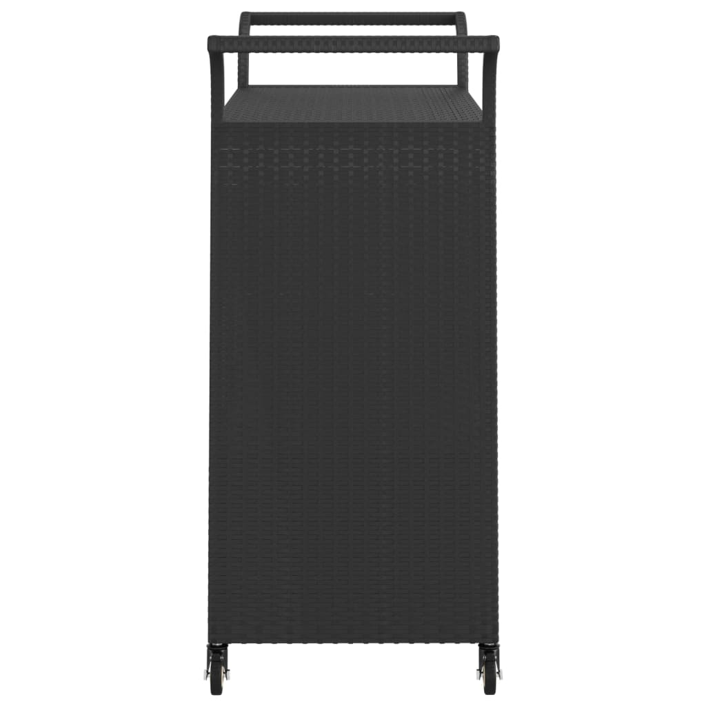 Cărucior de bar cu sertar, negru, 100x45x97 cm, poliratan - Lando