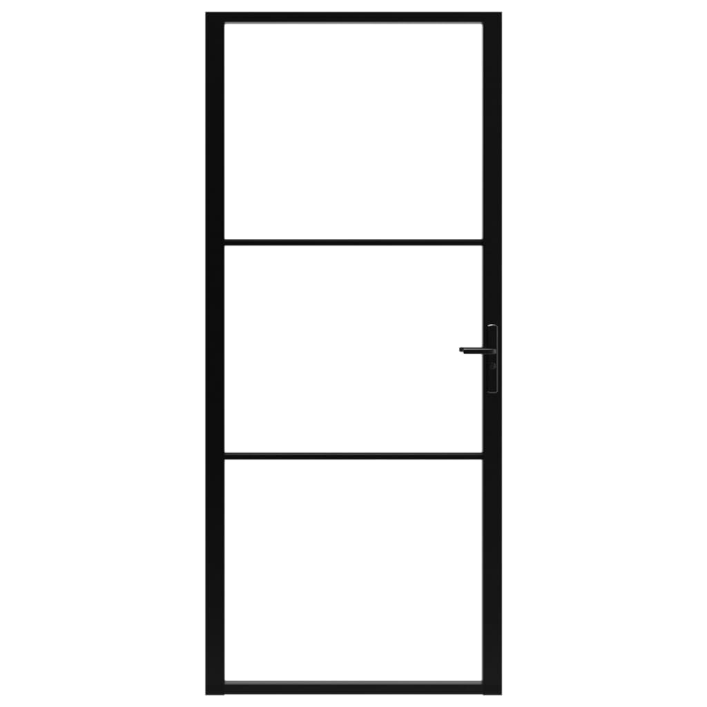 Ușă de interior, negru, 102,5x201,5 cm, sticlă ESG și aluminiu - Lando