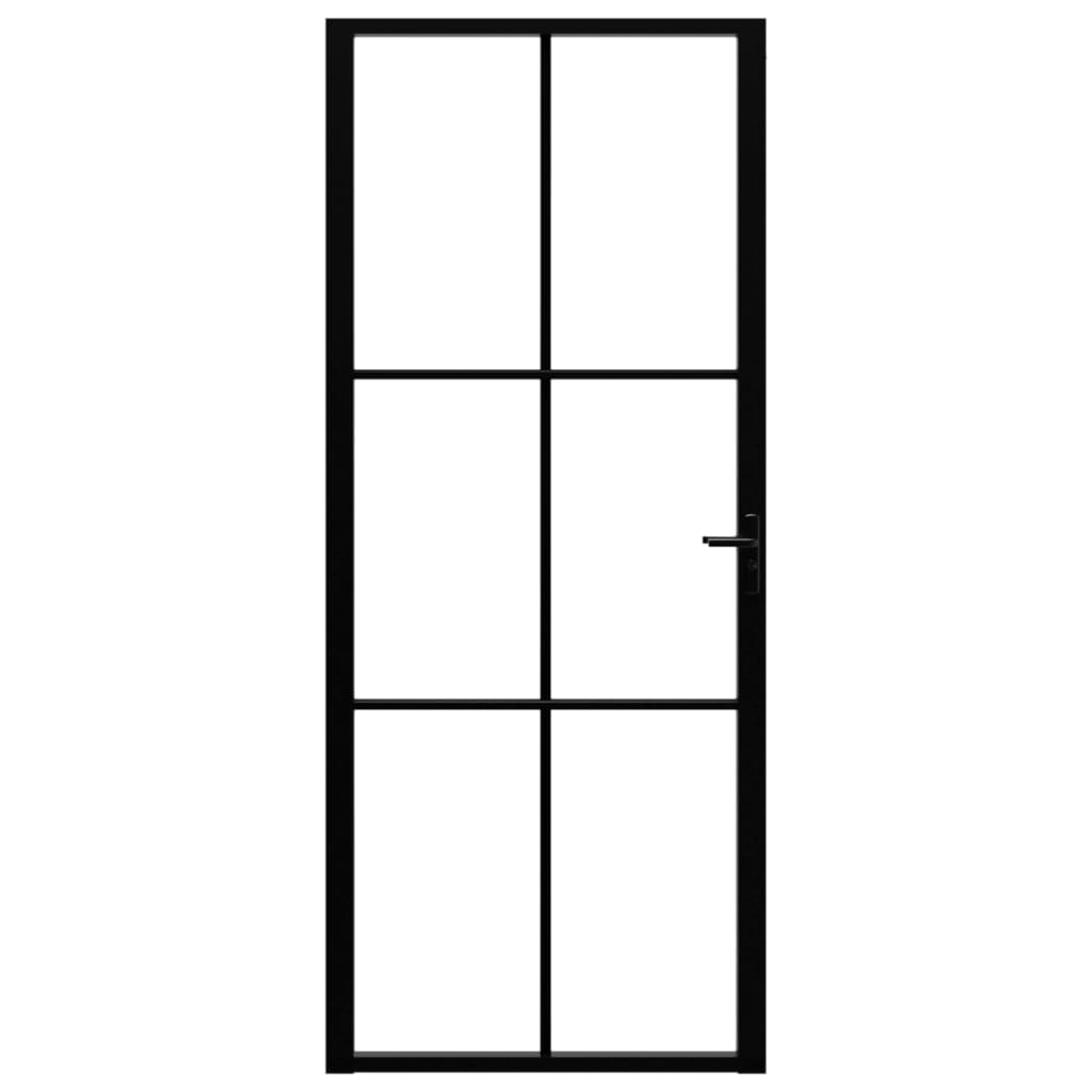 Ușă de interior, negru, 83x201,5 cm, sticlă ESG și aluminiu - Lando
