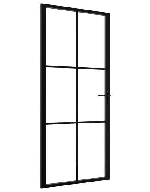 Încărcați imaginea în vizualizatorul Galerie, Ușă de interior, negru, 93x201,5 cm, sticlă ESG și aluminiu Lando - Lando
