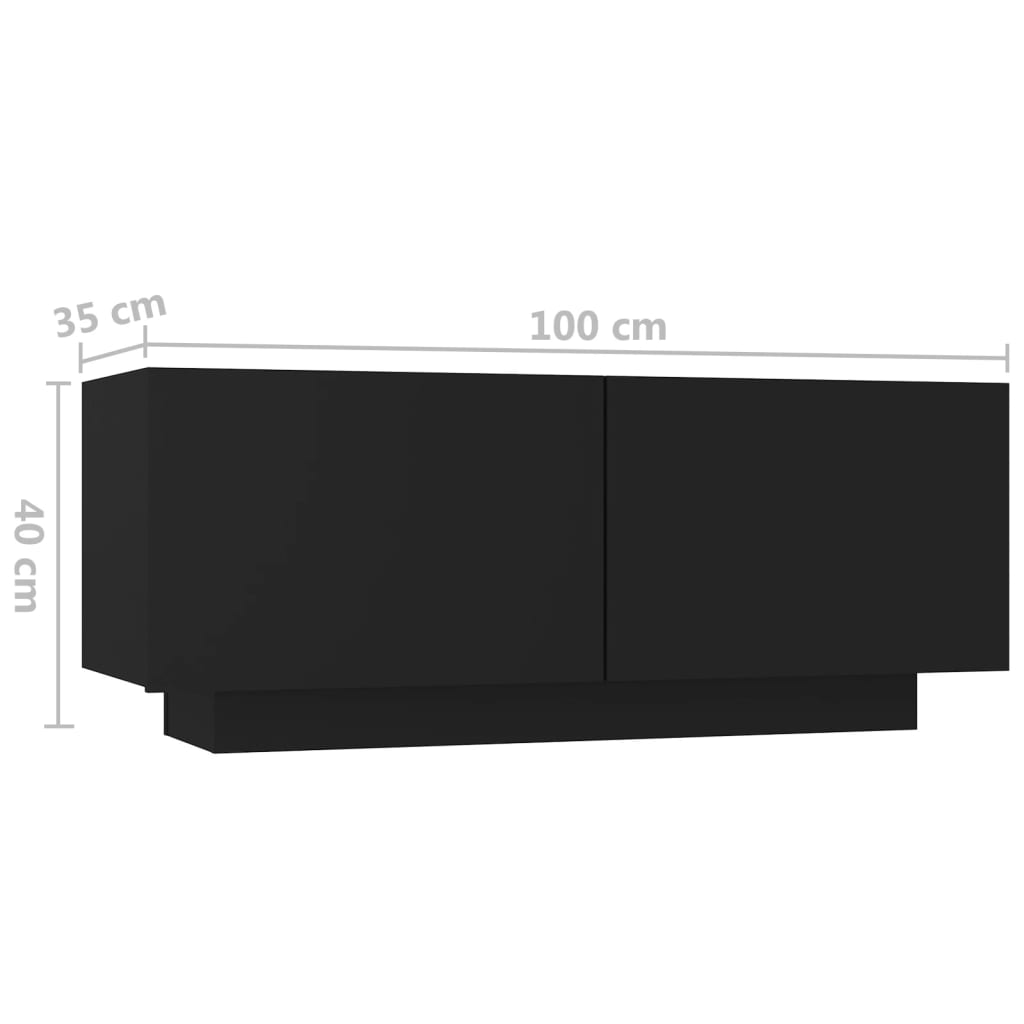 Noptieră, negru, 100x35x40 cm, lemn prelucrat - Lando