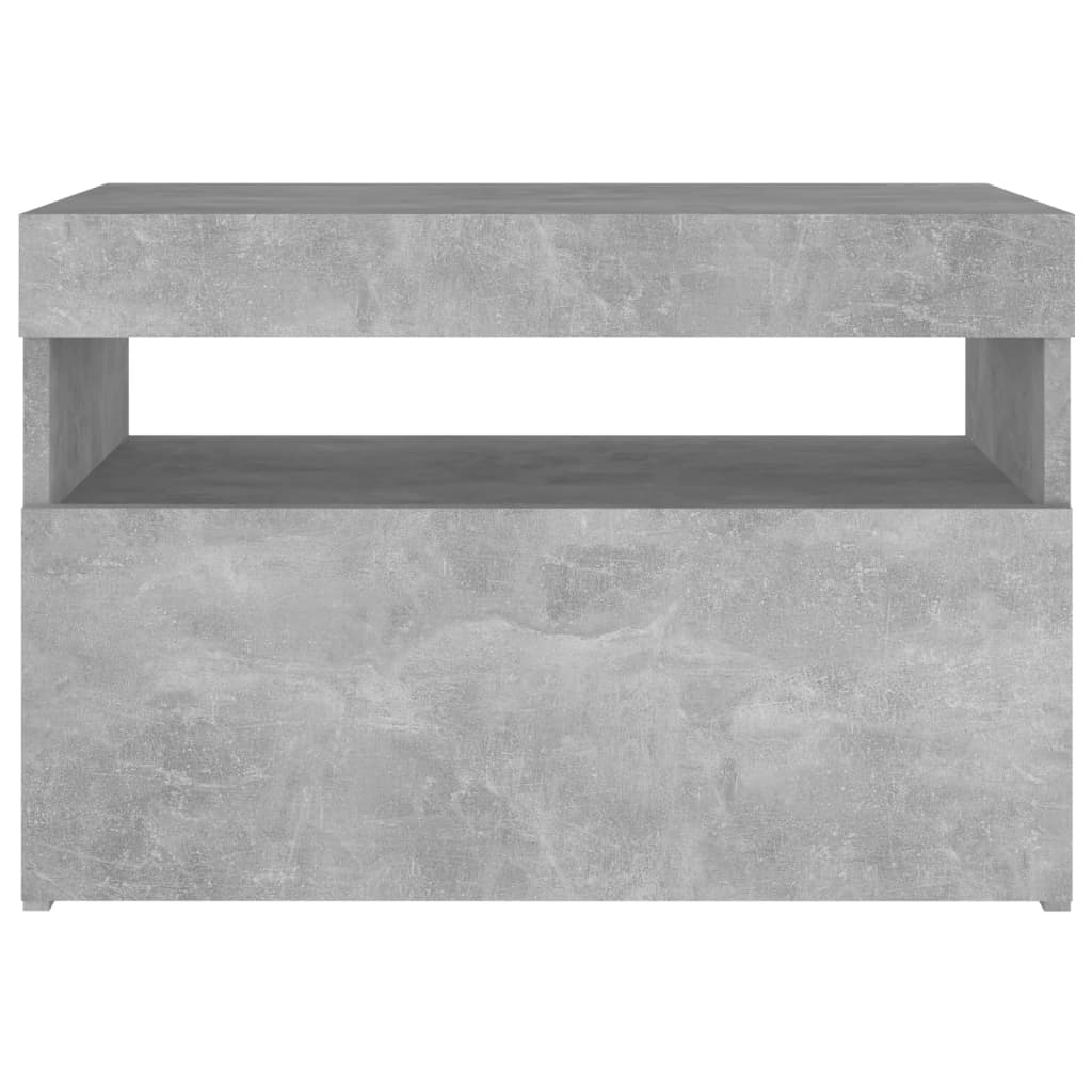 Noptieră cu lumini LED, gri beton, 60x35x40 cm - Lando