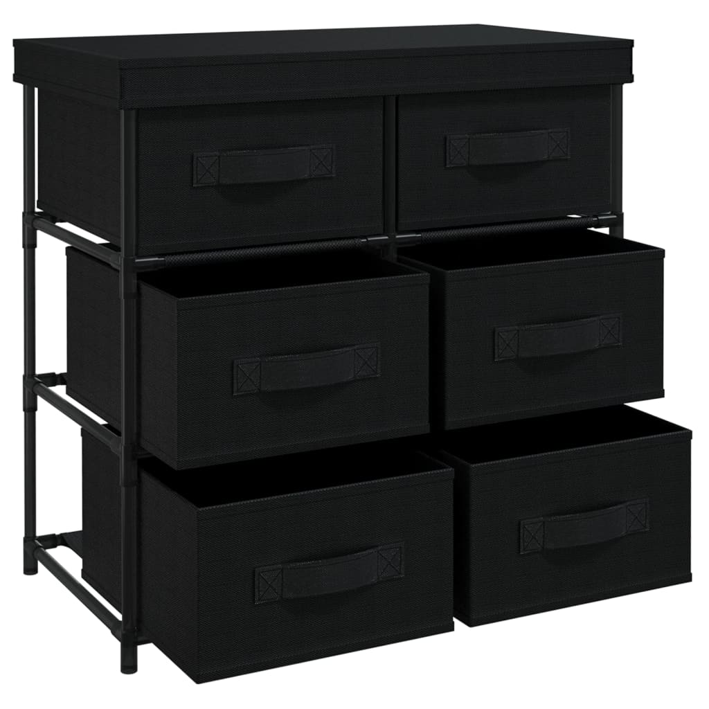 Dulap depozitare cu 6 sertare, negru, 55x29x55 cm, oțel - Lando