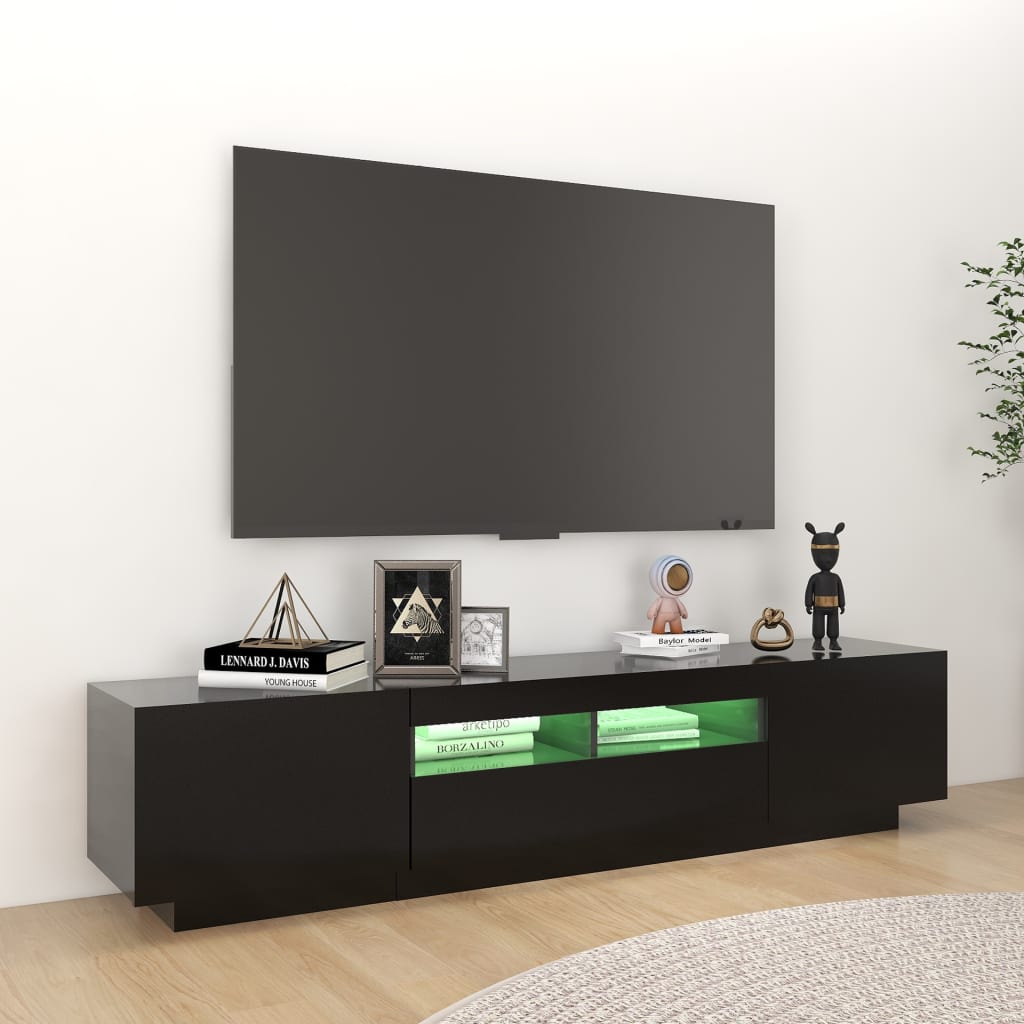 Comodă TV cu lumini LED, negru, 180x35x40 cm Lando - Lando