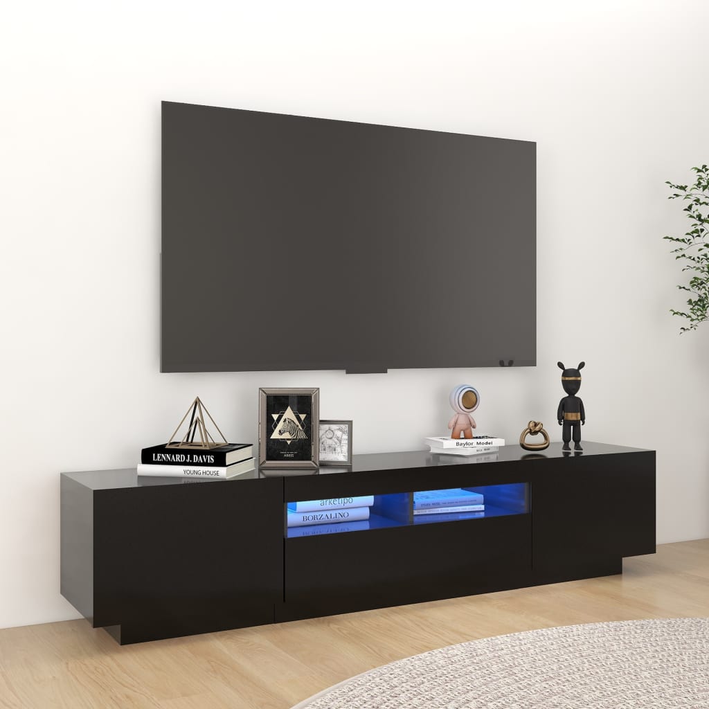 Comodă TV cu lumini LED, negru, 180x35x40 cm Lando - Lando