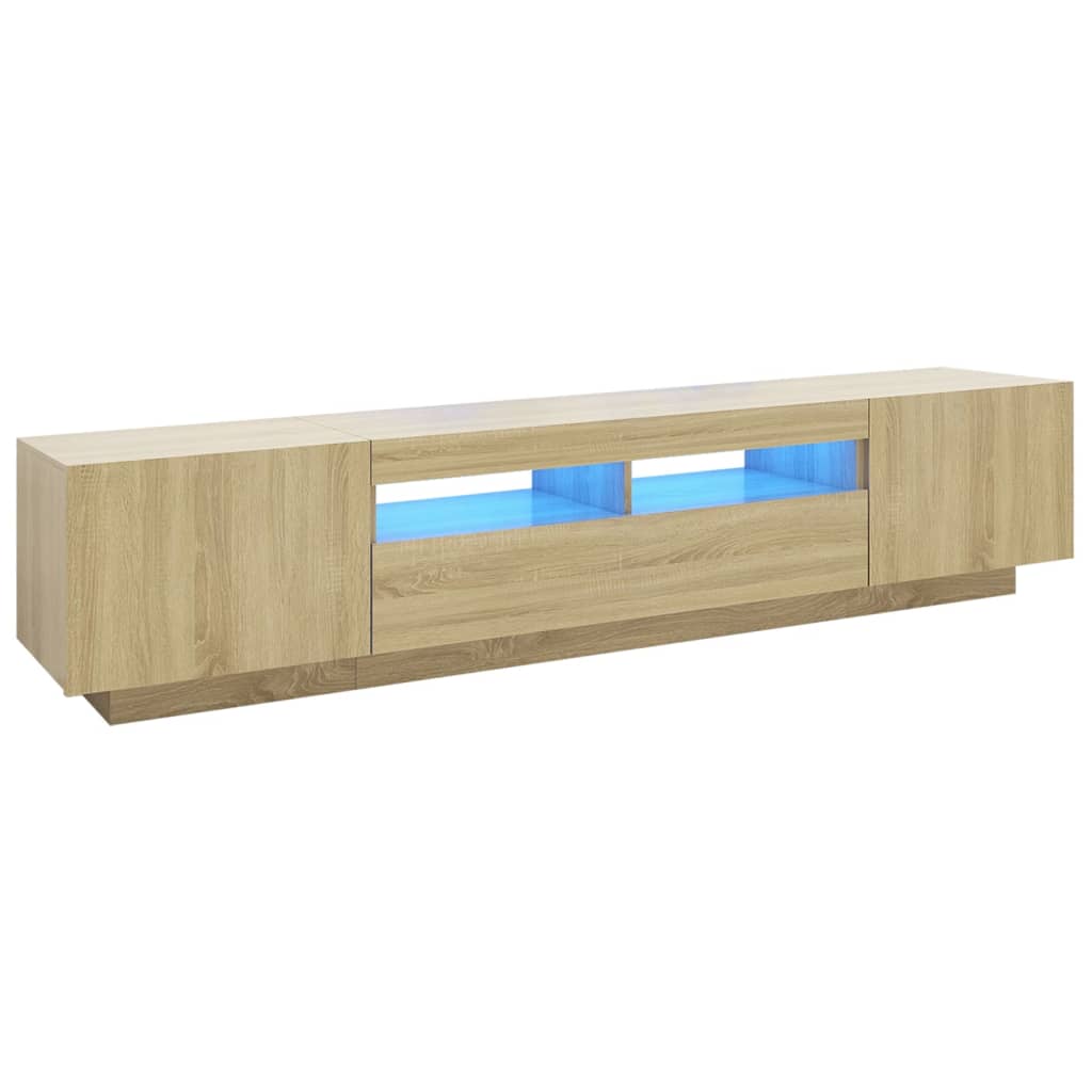 Comodă TV cu lumini LED, stejar sonoma, 200x35x40 cm Lando - Lando