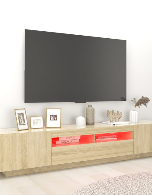 Загрузите изображение в средство просмотра галереи, Comodă TV cu lumini LED, stejar sonoma, 200x35x40 cm Lando - Lando
