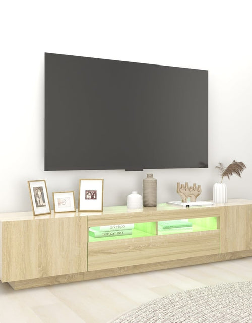 Загрузите изображение в средство просмотра галереи, Comodă TV cu lumini LED, stejar sonoma, 200x35x40 cm Lando - Lando
