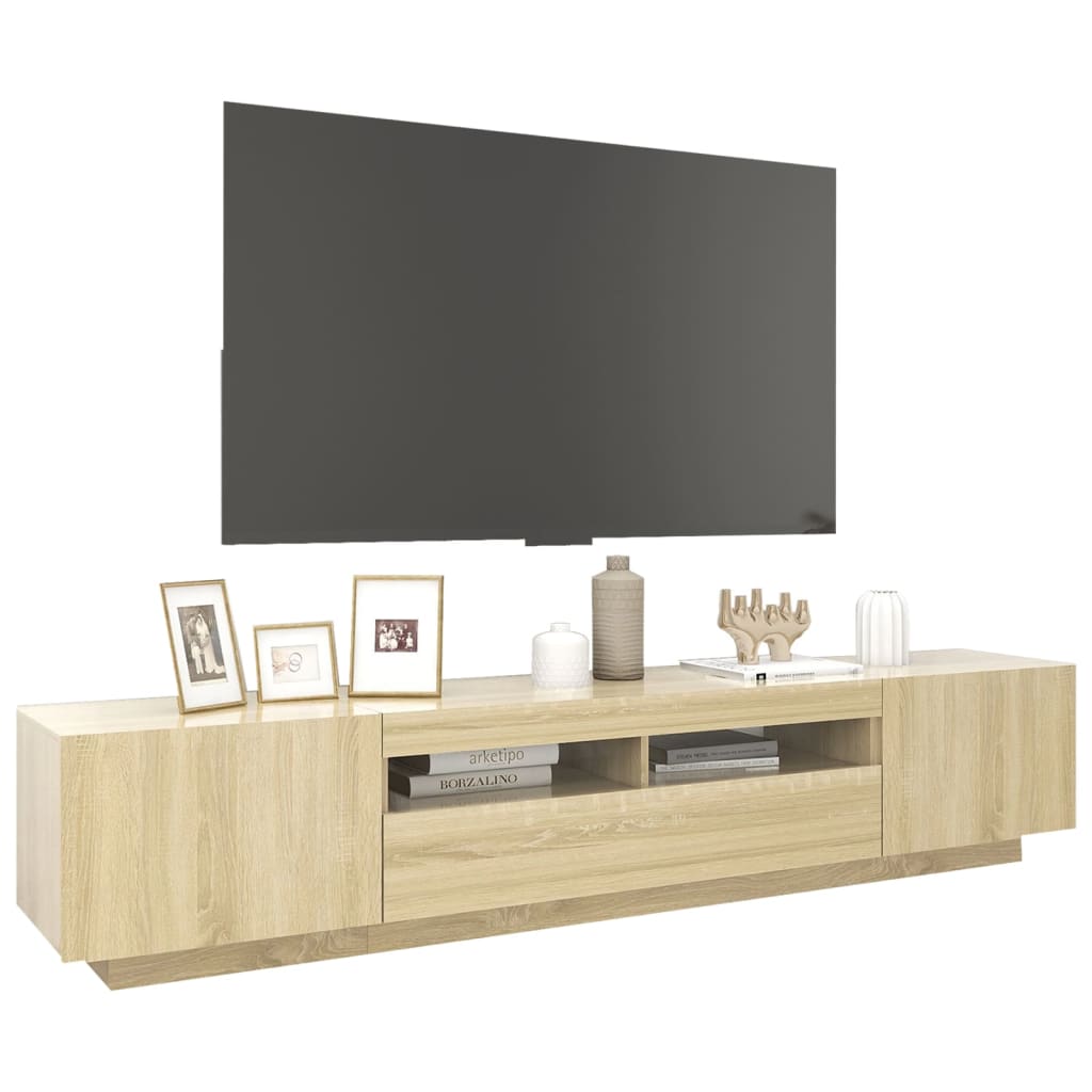 Comodă TV cu lumini LED, stejar sonoma, 200x35x40 cm Lando - Lando