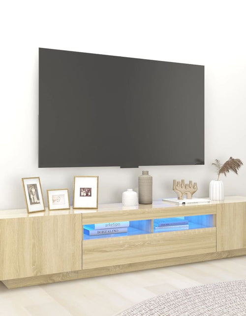 Загрузите изображение в средство просмотра галереи, Comodă TV cu lumini LED, stejar sonoma, 200x35x40 cm Lando - Lando
