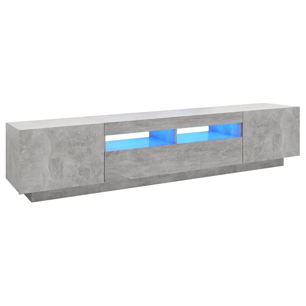 Comodă TV cu lumini LED, gri beton, 200x35x40 cm Lando - Lando