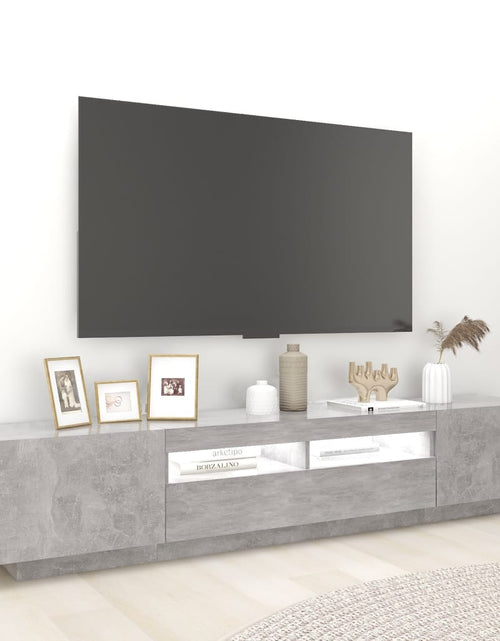 Загрузите изображение в средство просмотра галереи, Comodă TV cu lumini LED, gri beton, 200x35x40 cm Lando - Lando
