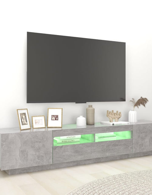 Загрузите изображение в средство просмотра галереи, Comodă TV cu lumini LED, gri beton, 200x35x40 cm Lando - Lando
