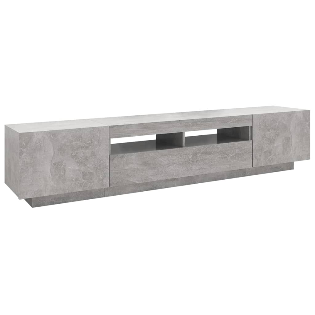 Comodă TV cu lumini LED, gri beton, 200x35x40 cm Lando - Lando