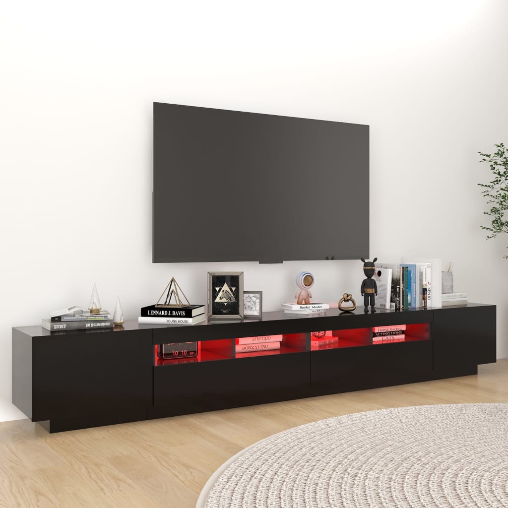 Comodă TV cu lumini LED, negru, 260x35x40 cm Lando - Lando