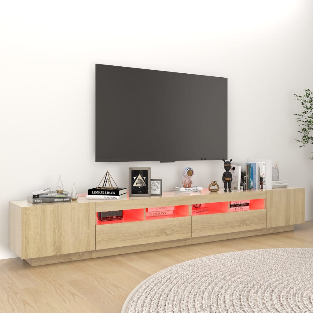 Comodă TV cu lumini LED, stejar Sonoma, 260x35x40 cm Lando - Lando