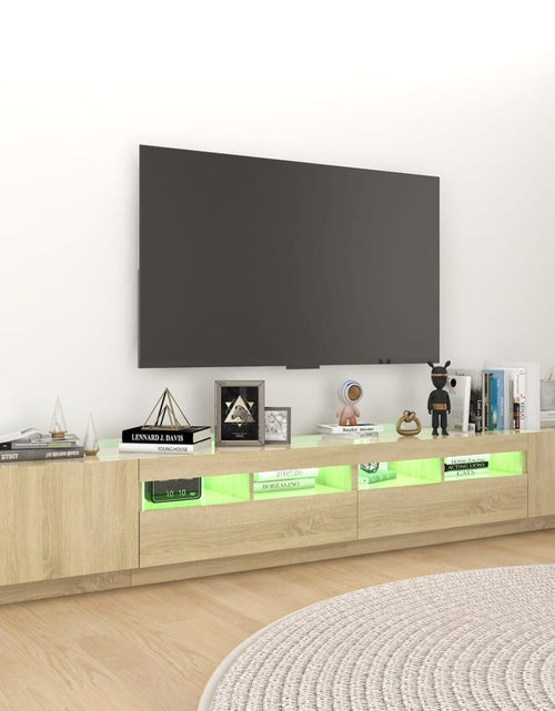 Загрузите изображение в средство просмотра галереи, Comodă TV cu lumini LED, stejar Sonoma, 260x35x40 cm Lando - Lando
